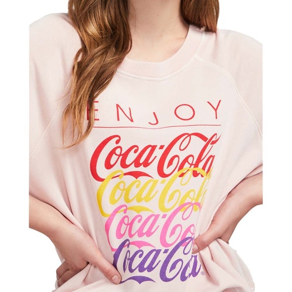 Wildfox Gossamer Pink Enjoy Coca-Cola Raglan-Sleeve Sweatshirt NWT - Picture 5 of 11